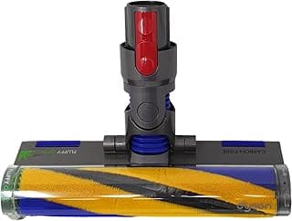 Cabeça de limpeza de aspirador de pó Dyson, azul escuro e amarelo, botão vermelho, fundo branco