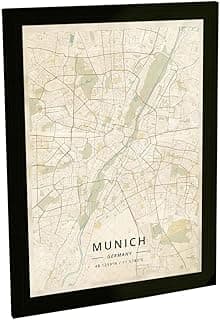 Quadro Decorativo A3 Mapa Munique Alemanha Viagem Turismo