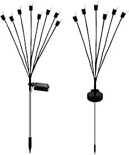 Kit 2 Luminária Solar Vagalume Espeto Jardim Branco Quente Estrutura Preto 12v