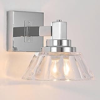 Arandela cromada de banheiro com cúpula de vidro transparente