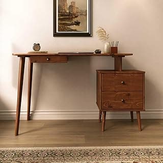 IDIMEX Escrivaninha Retro de Madeira Maciça com Gaveteiro medida Ajustável 110 até 150 cm Castanho Piero