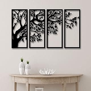 Quadros decorativos de árvore em MDF preto conjunto de 4 peças