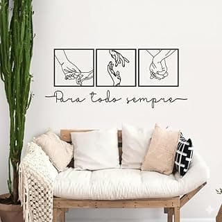 Kit 3 Quadros Casal Minimalista Decorativo Cabeceira com Frase 'Para Todo Sempre' em Mdf