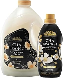 Kit Rotina Coala Chá Branco com Lava-Roupas Líquido 3L e Amaciante Concentrado 1L