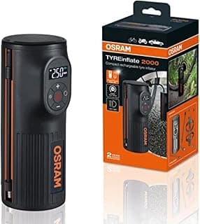 Compressor de ar portátil OTIR2000 da OSRAM em fundo branco com embalagem original