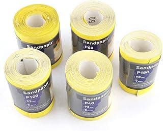 Rolo de lixa Sandpaper P40, P60, P120 e P180 em fundo branco