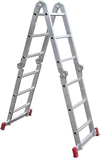 Escada articulada multifuncional 12 degraus 13 posicoes aluminio Botafogo Lar e Lazer