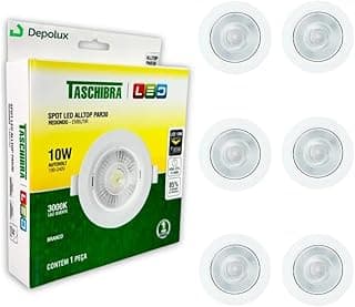 Kit 6 spots LED embutir 10W branco quente 3000K Taschibra