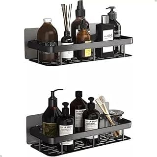 Kit 2 Prateleiras Suporte Porta Shampoo Sabonete Box Banheiro Sem Furar Parede Nicho Organizador Estilo Moderno Resistente