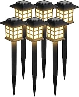 Kit 6 Luminária Solar de Jardim para Área Externa IP65 À Prova D'água - Balizador LED Decorativo para Gramado, Caminho - Branco Quente (Luz Amarela)