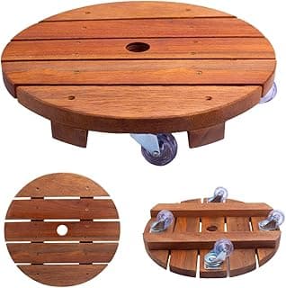 Suporte para vaso de planta redondo com rodinhas de cristal de 35 cm