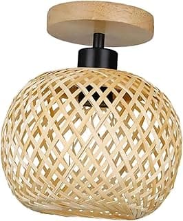 Baoblaze Luminária pingente de bambu luminária de teto sem lâmpada corredor entrada cozinha estilo japonês bar boho luminária luminária bola de bambu luz de