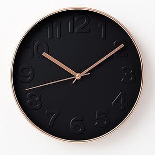 Relógio de parede preto e dourado 31x31cm, moderno e elegante, ideal para decoração de sala ou quarto.