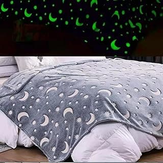 Manta Brilha no Escuro Kids Cobertor Infantil Solteiro 2,00m X 1,50m Crianças Menina e Menino (Estrelas cinzas)