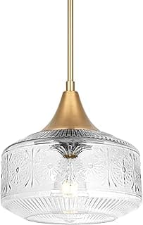Luminária pendente dourada vintage com cúpula de vidro transparente