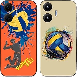 Capa de telefone traseira para Xiaomi Redmi Turbo 4 Pro/Poco F7 5G com design de vôlei, cor laranja.