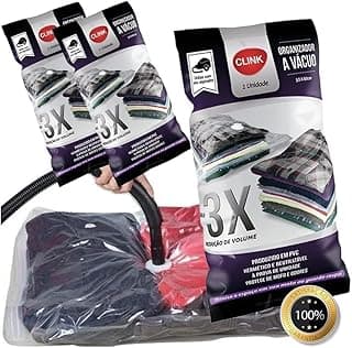 Kit 03 Sacos à Vácuo Cobertor Roupa Edredom 70 x 110 cm Clink