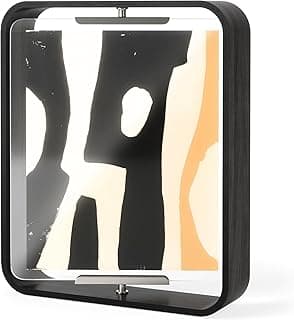 Porta-retrato de mesa Umbra Bellwood, 20 x 25 cm, acabamento de madeira dobrada, visor giratório de dois lados, nogueira