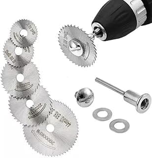 Kit Disco Jogo de Lâmina de Serra Circular de Aço HSS e Haste para Retífica, Furadeira E Parafusadeira 6 Peças - Para Madeira, PVC, Plastico e Aluminio e Metais.