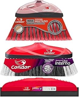 Kit de limpeza Condor com vassoura varre fácil, vassoura varre muito e rodo sem cabo