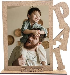 Porta retrato MDF com foto de pai e filho com texto Te Amo