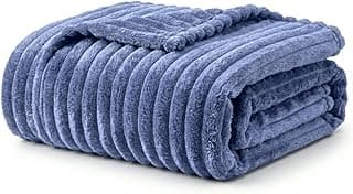Cobertor Casal Canelado Grosso Manta Luster Corttex Azul 100% Microfibra Inverno Macio