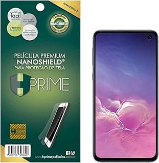Película protetora de tela HPrime NanoShield para Samsung Galaxy S10e, embalagem e aplicação simulada