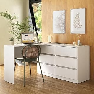 Multimóveis Escrivaninha em L 120cm com 6 Gavetas Flex MP6030 Branco