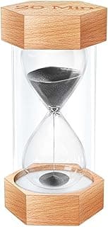 Temporizador de areia ampulheta de 20 minutos, relógio de areia hexagonal de grão de madeira natural Blaçk Blaçk, Reloj De Arena, Relógio de Areia Grande de Madeira Sandglass 20 min para decoração