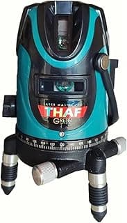 Nível laser Thaf 360 graus, azul e preto, para medição profissional, com marca Thaf.
