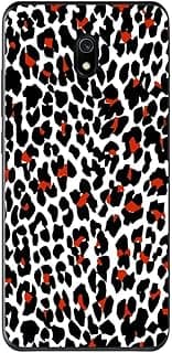 Capa adesiva para Xiaomi Redmi 8a com padrão de leopardo em preto, branco e vermelho