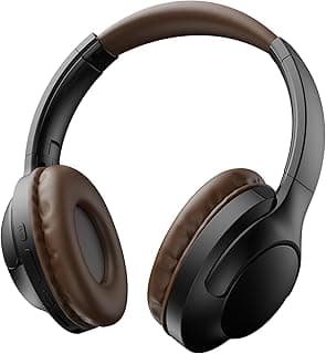 Fone de Ouvido Bluetooth 5.2 Sem Fio, Cancelamento de Ruído, Design Dobrável, Preto Marrom