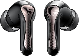 Fones de ouvido sem fio SOUNDPEATS Air5 Pro, preto e rosa metálico, ângulo frontal