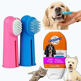 Kit de higiene bucal para animais com escovas de dente e creme dental Catsapet