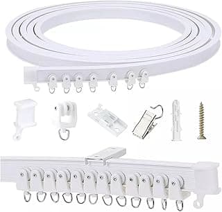 Kit completo de trilhos de cortina de teto dobrável branco 5m com acessórios