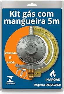 Kit Registro Regulador Gás Cozinha Residencial Para Botijão 13kg Com Mangueira 5m Azul