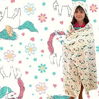 Toalha de banho com capuz infantil unicórnio felpuda 100% algodão