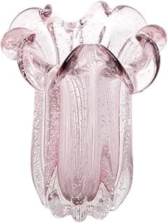 Vaso de vidro rosa claro com design ondulado, Wolff, 19cm x 24cm
