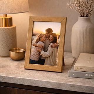 Porta Retrato Decorativo Para Foto 15X21cm C/Vidro - Moldura Clássica e Moderna de Parede e Mesa Vertical e Horizontal para Sala Quarto Escritório (Natural)
