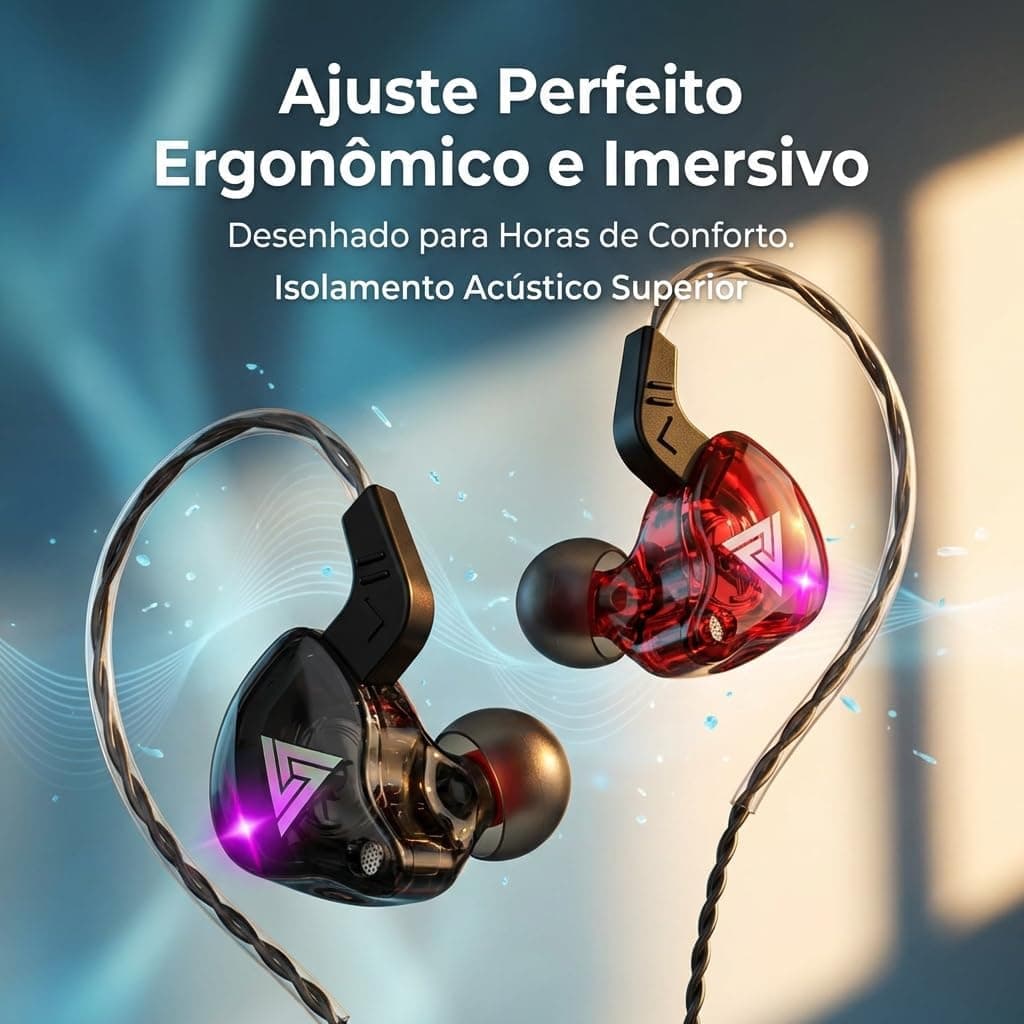 Fone de Ouvido QKZ AK6 Intra-Auricular, Driver Dinâmico de 10mm, Graves Potentes e Cabo Fixo – Perfeito para Músicos e Gamers AlverSun (PRETO)