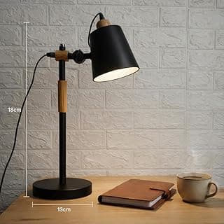 Luminária de mesa articulada alumínio madeira 55cm base 18cm E27 40W 110V 220V moderno retrô escritório leitura