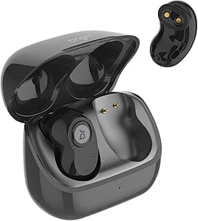 Fone de ouvido TWS invisível preto, controle de volume, atendimento de chamada, resistente a suor e água