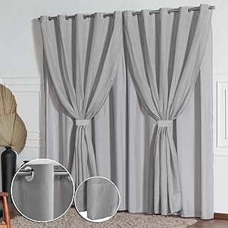 Cortina Linho Flame Voil de Gaze 2,80m x 2,50m com Forro e Abraçadeira - Cinza