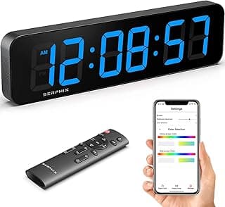 Relógio de parede digital SERPHIX com controle remoto e interface de aplicativo