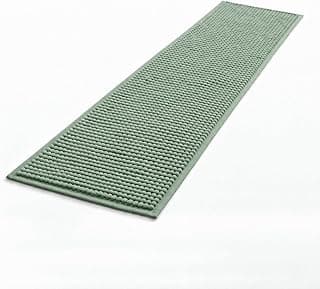 Tapete antiderrapante de macarrão com design de bolinhas, cor verde claro, ideal para cozinha e lavanderia.