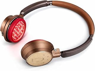 Fone de ouvido de terapia de luz vermelha premium, marrom com almofadas vermelhas brilhantes