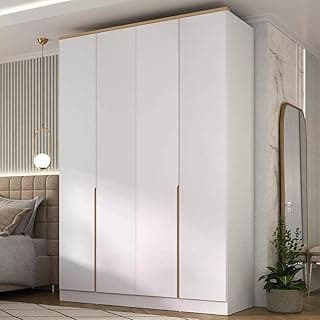 Guarda Roupa 4 Portas 2 Gavetas Logan Mambel Branco/Olmo