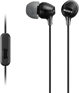 Fones de ouvido Sony MDR-EX15AP pretos com cabo e controle remoto