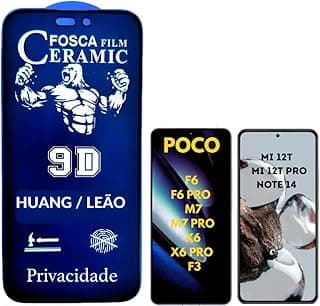 Película de proteção cerâmica fosco para smartphones POCO e Xiaomi 12T