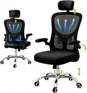 Cadeira de escritório ergonômica preta com ajuste de altura e suporte lombar